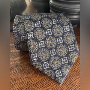 Canali Navy Medallion Silk Tie 59”